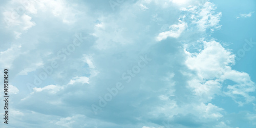 Sunny sky blue light watercolor background. Aquarelle painting brush effect card paper textured canvas cloudy smoke space for text, entertaining card, template. aquamarine color graphics illustration