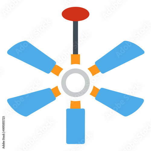 new style electronic celling fan, hanging fan sky blue color vector icon on white background
