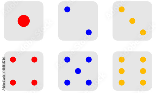 Dice Square Faces Set Board Game Symbol Vector Illustration.