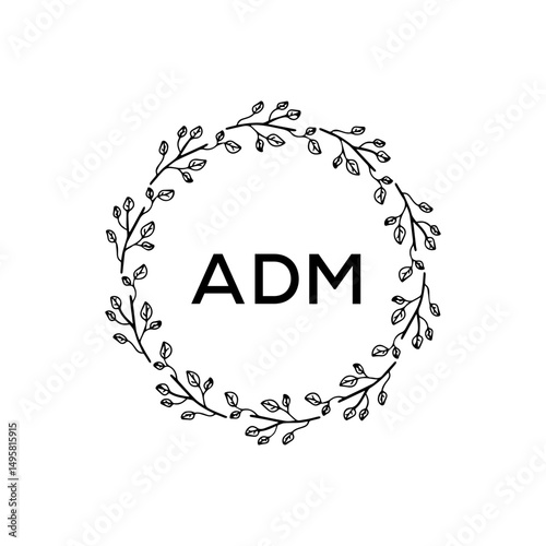 ADM Logo. Vector Graphic Branding Letter Element. White Background