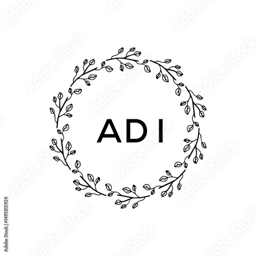 ADI Logo. Vector Graphic Branding Letter Element. White Background
