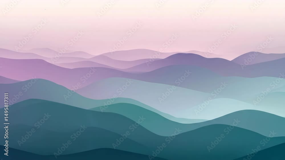 Ethereal gradient of hazy pastel mountains shifting in dusk light