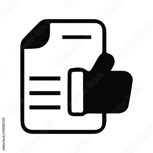 Document icon. Illustration of a document paper with a thumbs up sign. Agreed and accepted contract paper.
