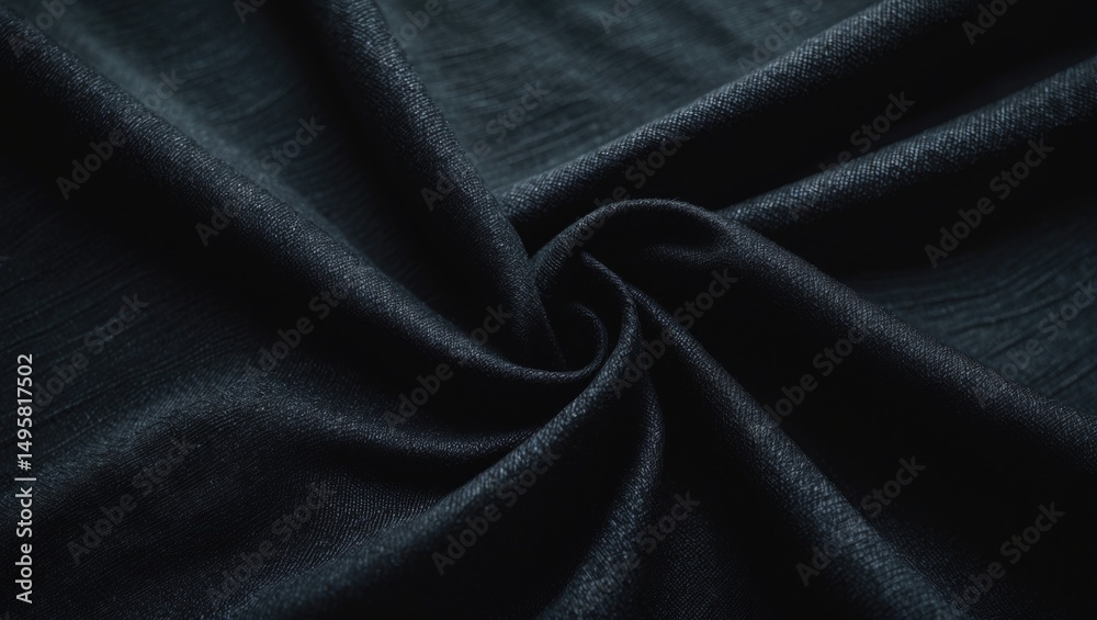 Fototapeta premium Detailed view of black cloth. Overhead shot. Space for copy.
