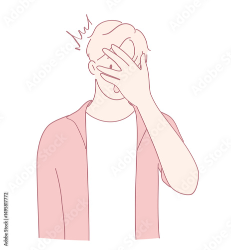 A minimalist illustration depicts a young man facepalming, vividly expressing strong frustration or disbelief