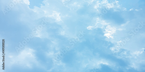 sunny sky blue light watercolor background. Aquarelle painting brush effect card paper textured canvas cloudy smoke space for text, entertaining card, template. aquamarine color graphics illustration