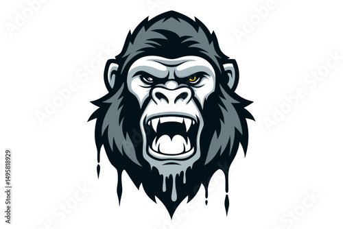 Tattoo style gorilla head vector with dripping ink effect photo
