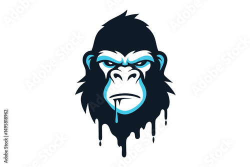 Gorilla head vector for tattoos with paint details