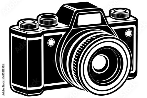 DSLR camera vector with detailed LCD and buttons