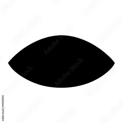 Black elliptical leaf shape silhouette with pointed ends and a smooth curve
