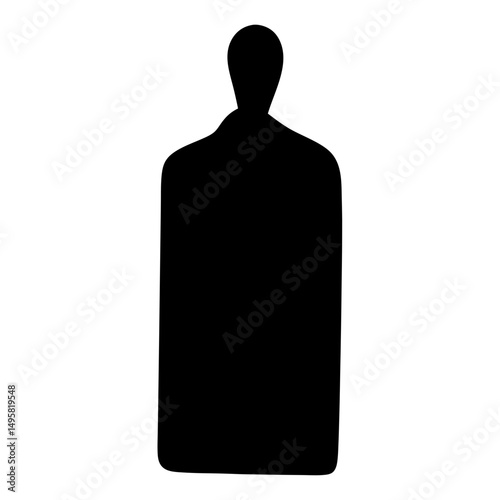 Black silhouette of a wooden kitchen cutting board with handle grip