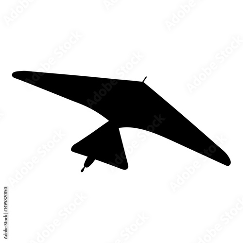 Silhouette of a hang glider soaring through the sky, minimalist design