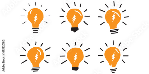 Bright idea icon : Illustration of a glowing light bulb Symbol of creativity, inspiration. For use in presenting marketing materials to present creative ideas and new ideas. eps 10