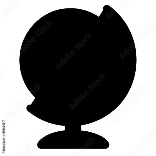 Silhouette of a world globe on a stand for geographic education