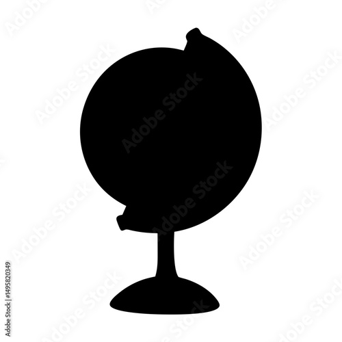 Black silhouette of a globe on a stand, representing world geography