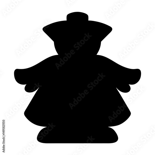 Silhouette of a Chess Bishop Piece in Black Color Isolated on White