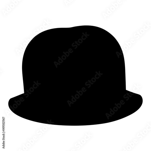 Silhouette of a classic bowler hat with a rounded crown design