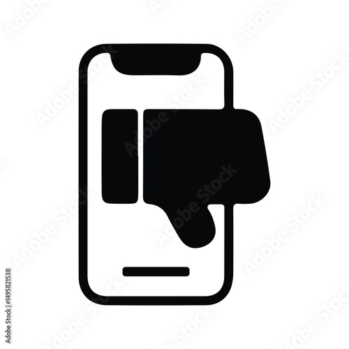 Mobile Phone Icon. Illustration of a mobile phone with a thumbs down sign. Mobile Phone With Dislike Sign.