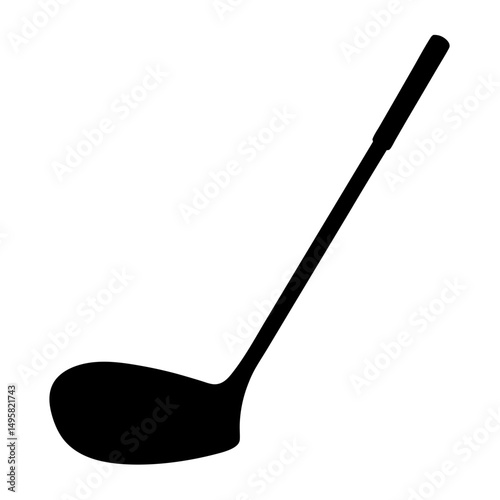 Silhouette of a golf club against white background ready for a swing