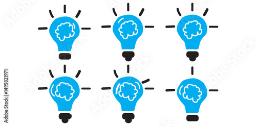 Bright idea icon : Illustration of a glowing light bulb Symbol of creativity, inspiration. For use in presenting marketing materials to present creative ideas and new ideas. eps 10