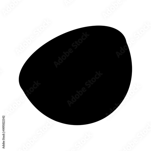 Simple black abstract ovoid shape on white background, minimalistic graphic element