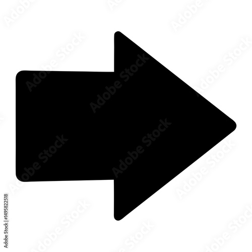 Black arrow pointing to the right direction with rounded corners indication