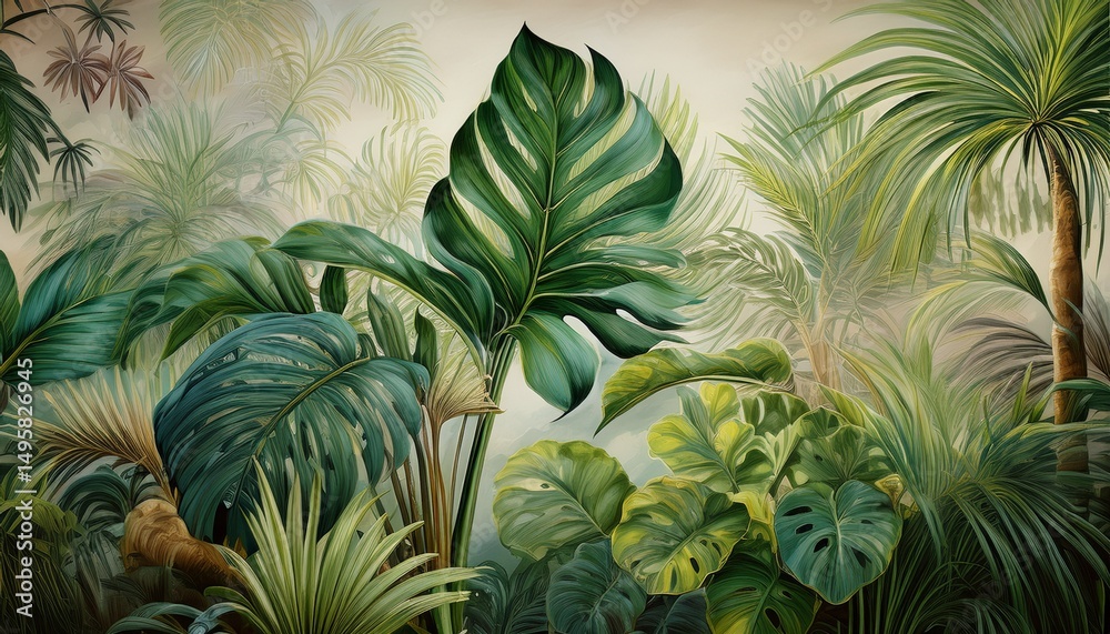 Obraz premium large tropical plants background for the walls in the interior tropics background for walls in the interior murals murals