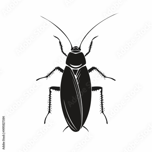 op View Cockroach Silhouette — Flat 2D Minimalist Vector