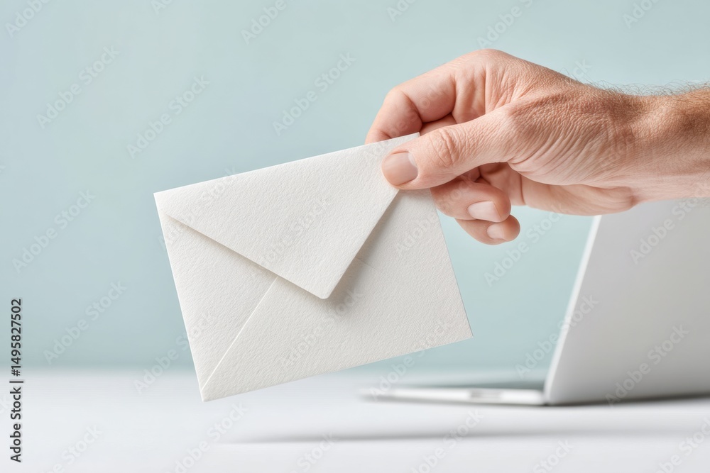 Fototapeta premium Digital Workplace Transition Minimalist Resignation Letter Symbolizing Career Pivot, Professional Resilience, and Tech Industry Transformation