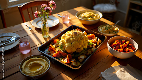Delicious gourmet meat and vegetables on a plate for a healthy dinner