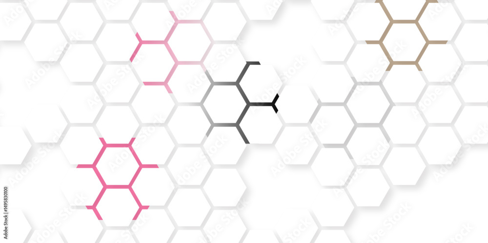 Fototapeta premium Abstract seamless honeycomb hexagon background. Geometric texture white gray pattern design.