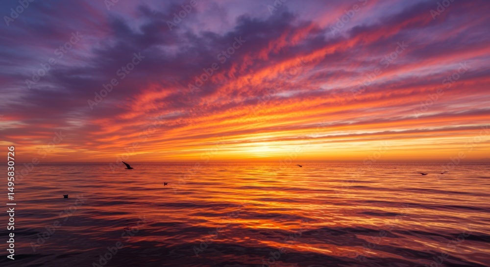 Obraz premium Sunset over calm sea