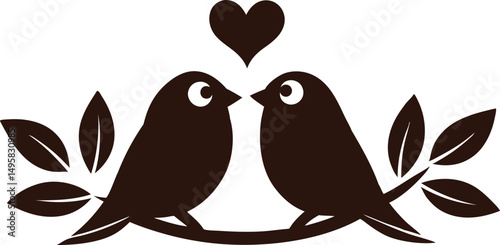 bird on a branch with love icon vector