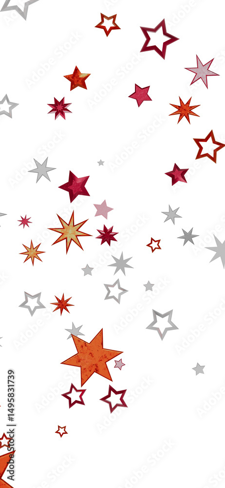 Obraz premium Festive background with red, orange, and silver stars. Perfect for holidays or celebrations.
