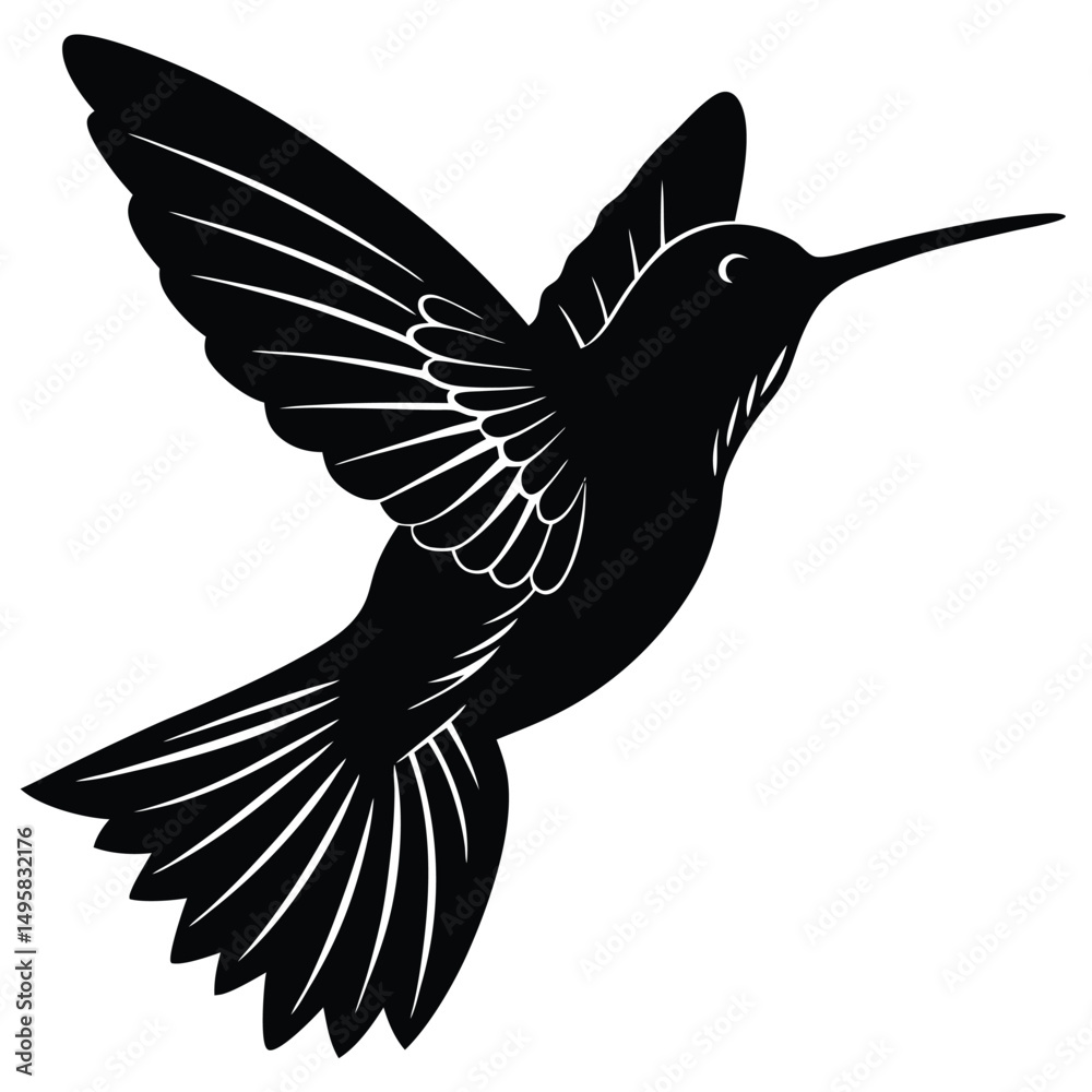 Obraz premium Elegant Hummingbird Silhouette A Stunning Bird Illustration