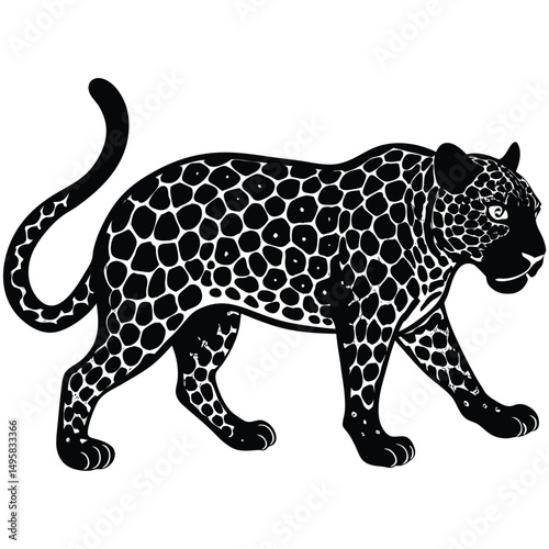 Black Jaguar Illustration Majestic Wildcat Design