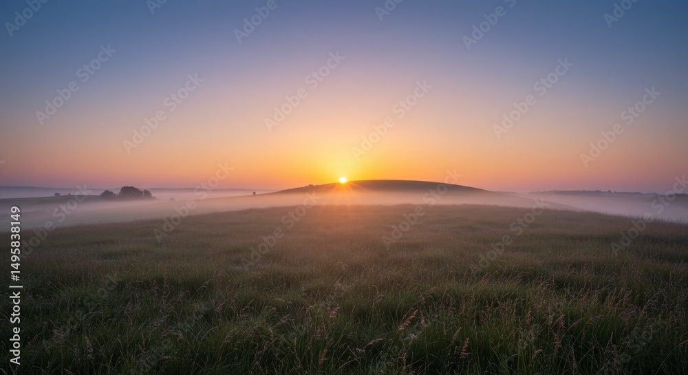 Obraz premium Sunrise mist over field