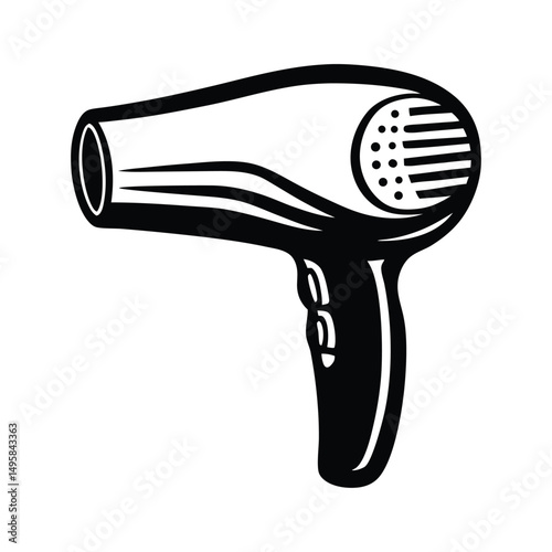 Hair dryer for drying hair icon silhouette vector illustration, Hair dryer icon, Vector, Flat design, Isolated