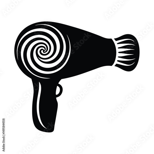 Hair dryer for drying hair icon silhouette vector illustration, Hair dryer icon, Vector, Flat design, Isolated