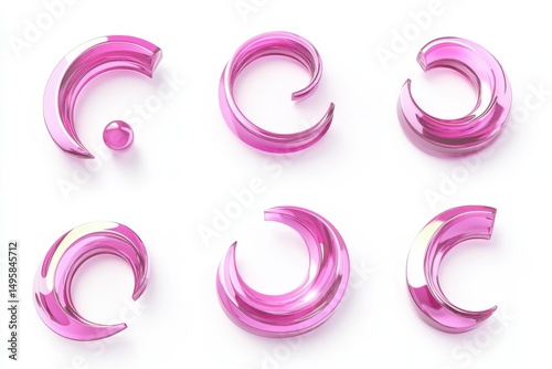 Pink ear gauges jewelry arrangement on white background