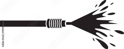 Simple Black Icon of Water Spraying from Hose