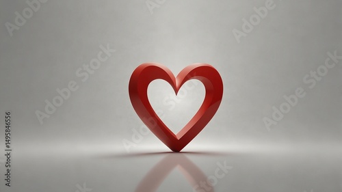 Sculpted Love: Minimal Red Heart Reflection