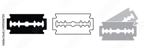 Razor Blade icon vector set. Out line of razor blade vector symbol. Silhouette of blade vector illustration.