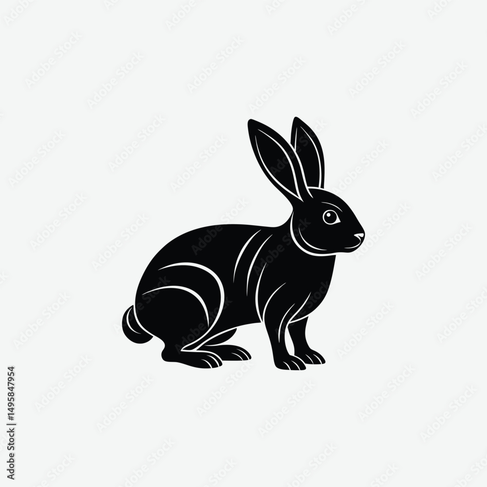 Fototapeta premium Rabbit Vector Silhouette – High-Quality Bunny Outline for Designers & Crafters