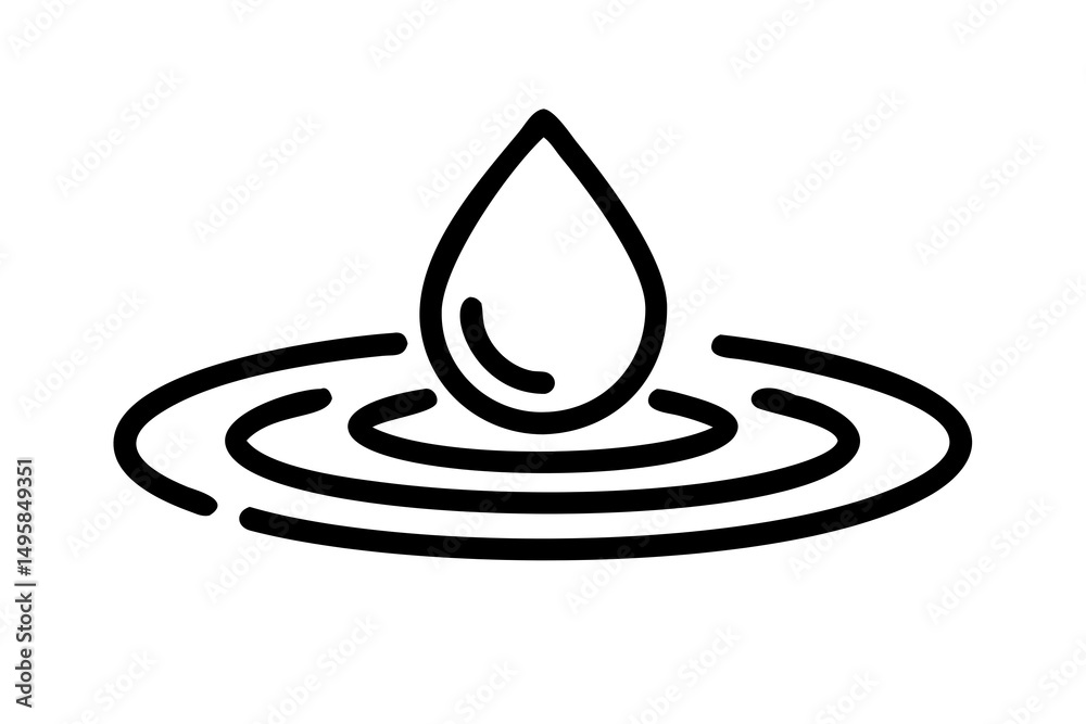 Abstract Water Drop Ripple Icon Nature, Purity, Serenity Abstract Water Drop Ripple Icon Nature, Purity, Serenity