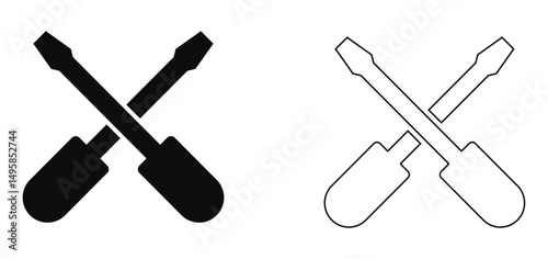 Tools and Service icon. Screwdriver and wrench icon. Settings and repair, service sign vector. Tools and Service solid and line icon. 
