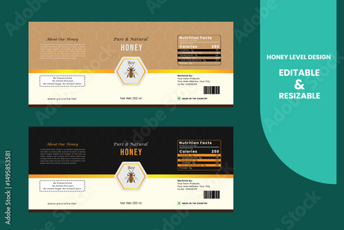 honey label design template,pure Honey label or packaging design, luxurious honey label design