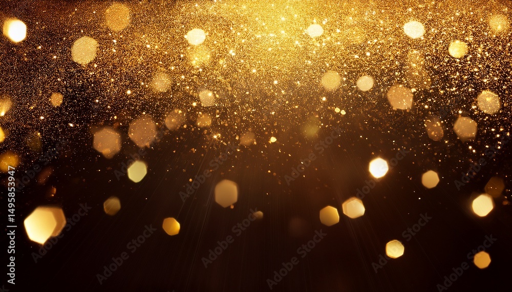 Fototapeta premium aesthetic gold confetti with shining falling gold dust lights and glowing sparkles luxurious abstract border of golden glitter dust with sparkling particles and glares