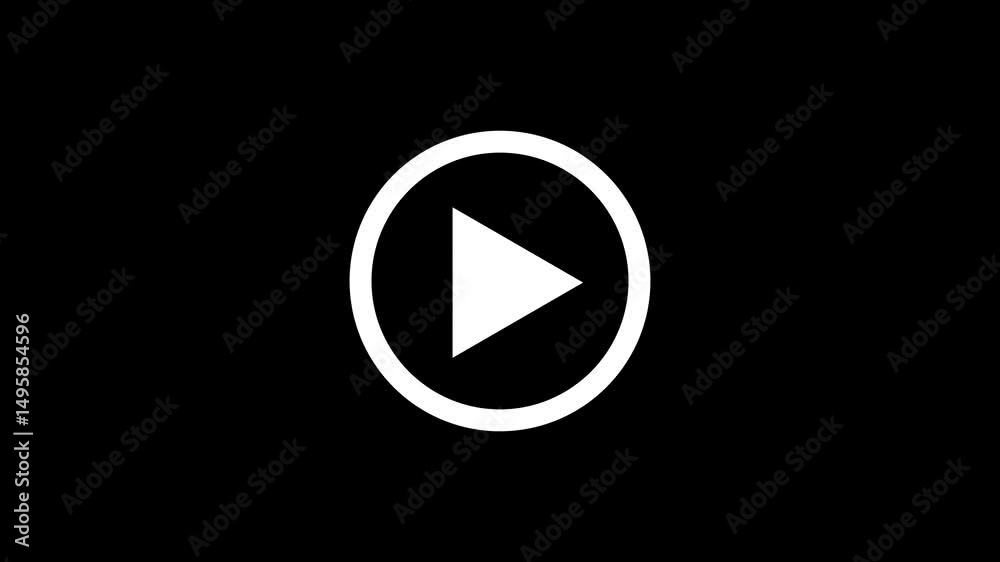 Video player icon triangle shape button icon animation with black background.Play button icon animation on circle.play icon, video play icon for website and mobile design animation.