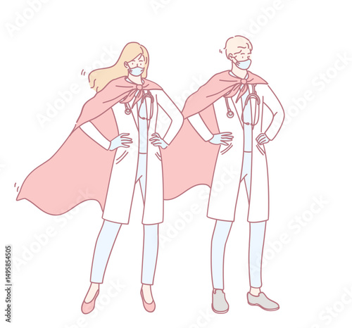 An illustration features heroic healthcare workers wearing capes, embodying both resilience and unwavering dedication